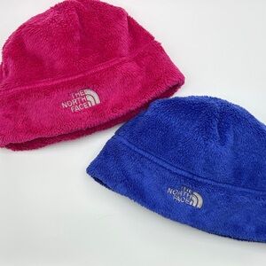 The North Face Fleece Hats - set of 2 - Pink and Blue - Youth Medium